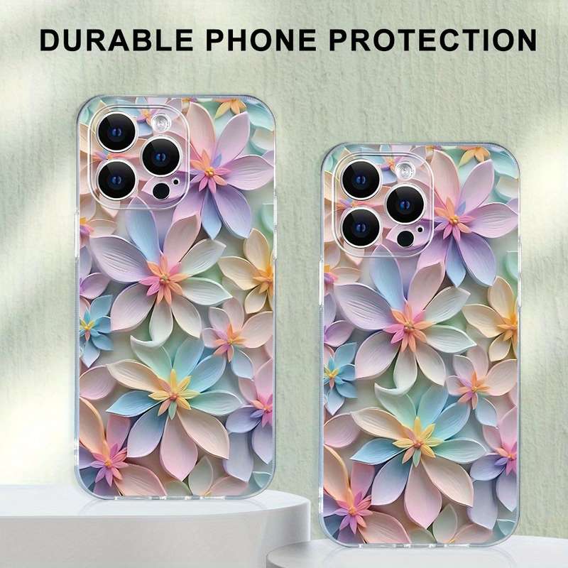 1Pc Transparent For iPhone 7 8 SE2 SE3 Beautiful Flower Phone Case