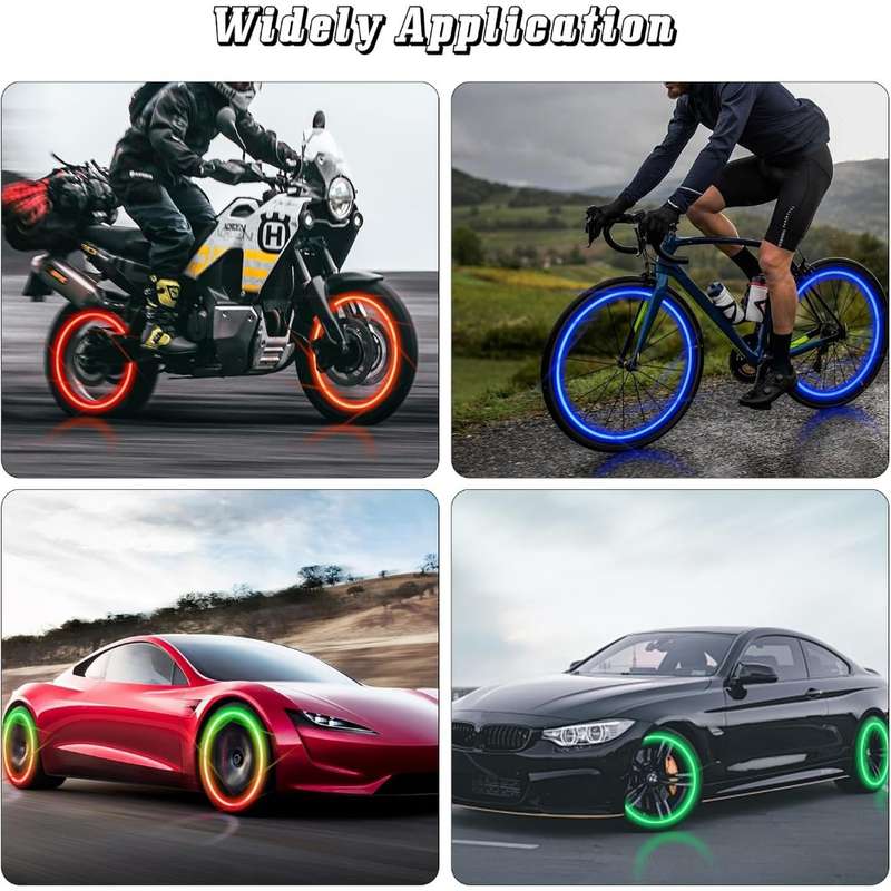 4pcs Vibrant LED Tire Valve Lights USB Rechargeable Multi-Color Flashing Wheel Cap
