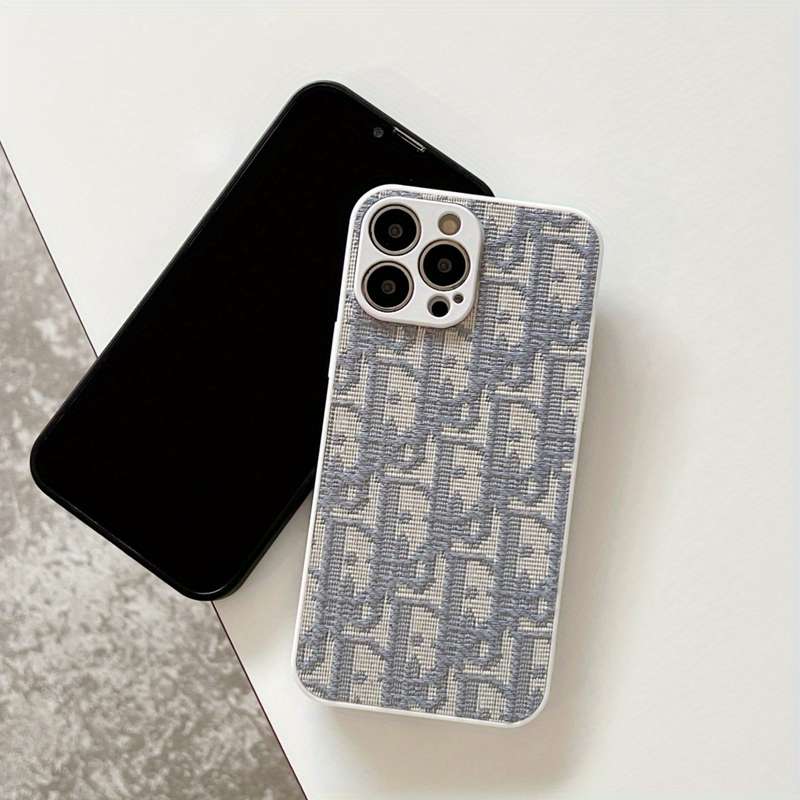 1Pc White For iPhone 12 Pro Max Premium Embroidered Phone Case