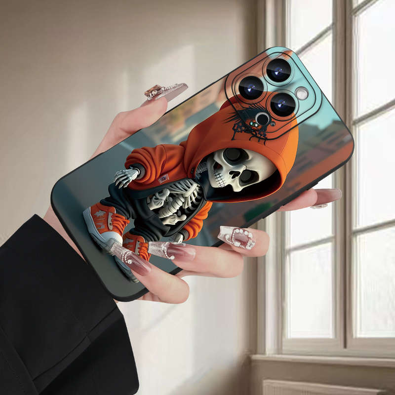 1Pc Black For iPhone XS Max Skull Pattern Phone Case