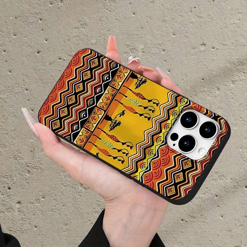 1Pc Black For iPhone 14 Plus African Inspired Designs Phone Case
