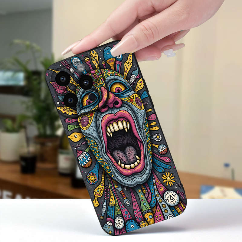 1Pc Black For iPhone 12 Mini Colorful Mask Phone Case