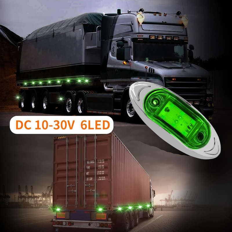 4pcs 12-24V Green Trailer Marker Lights LED Side Marker Lights Trailer Running Lights