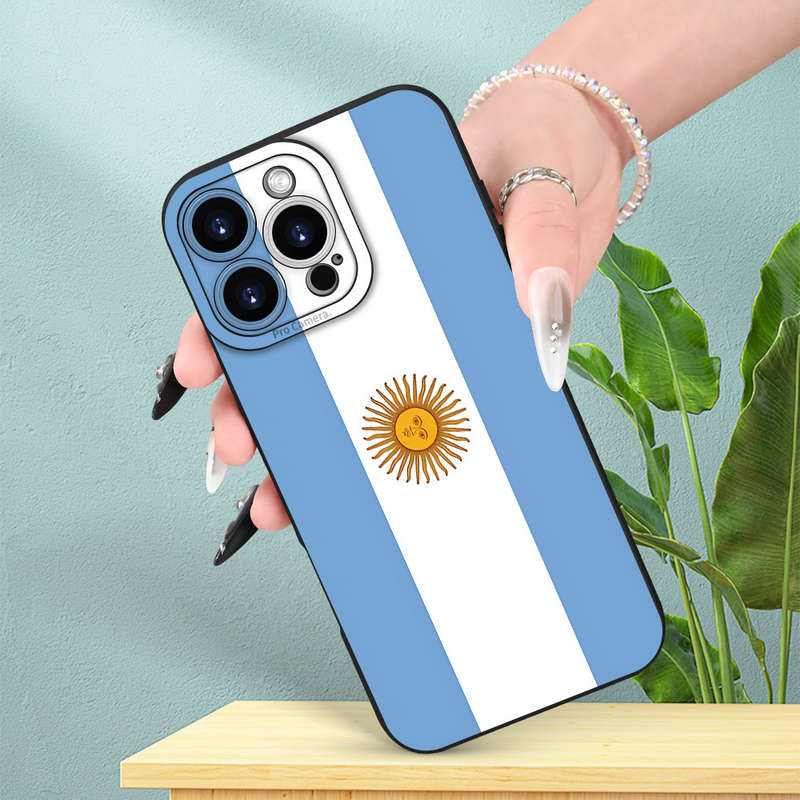 1Pc Black For iPhone XS Argentine Flag Pattern Phone Case