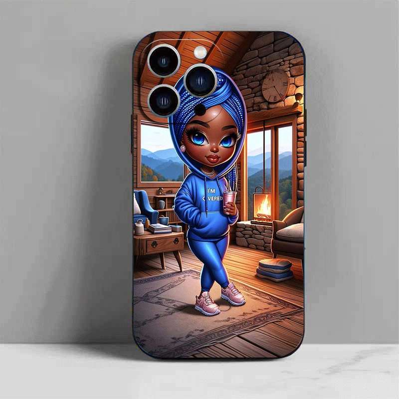 1Pc Black For iPhone 13 African Design Phone Case