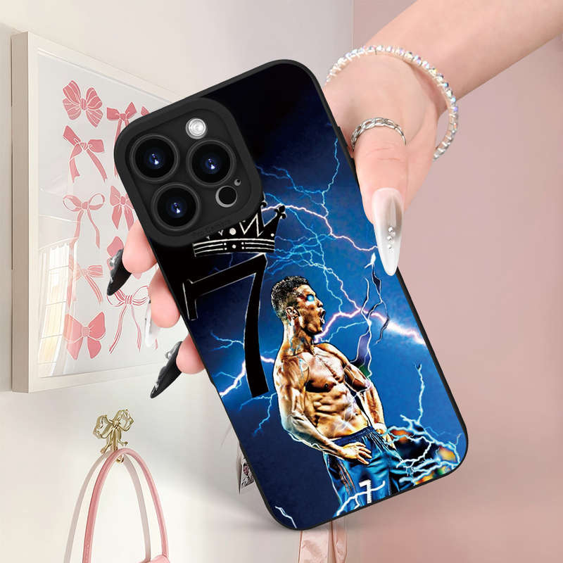 1Pc Black For iPhone 15 Plus Cristiano Ronaldo Design Phone Case