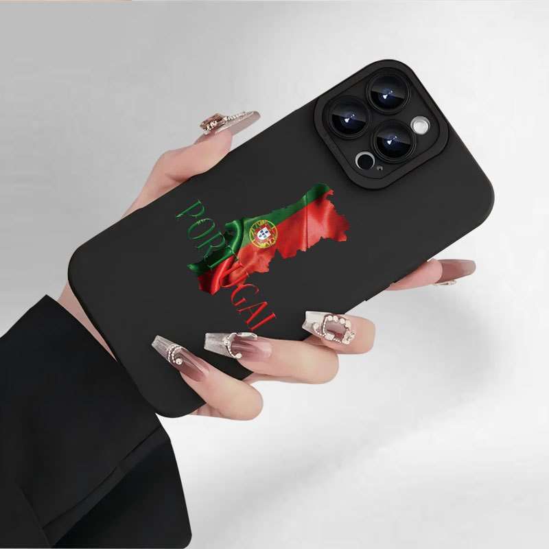 1Pc Black For iPhone XS Max Portuguese Flag Design Phone Case