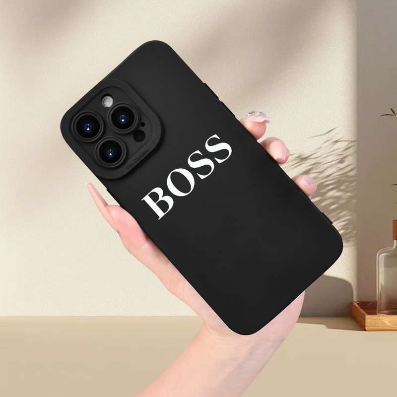 1Pc Black For iPhone XS Max BOSS Pattern Phone Case