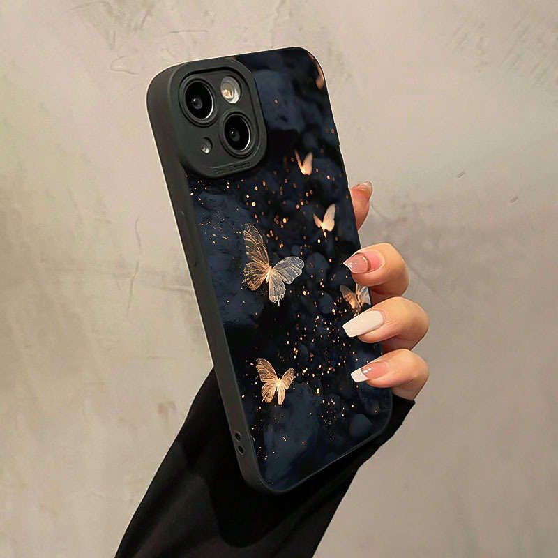1Pc Black For iPhone 13 Exquisite Butterfly Phone Case