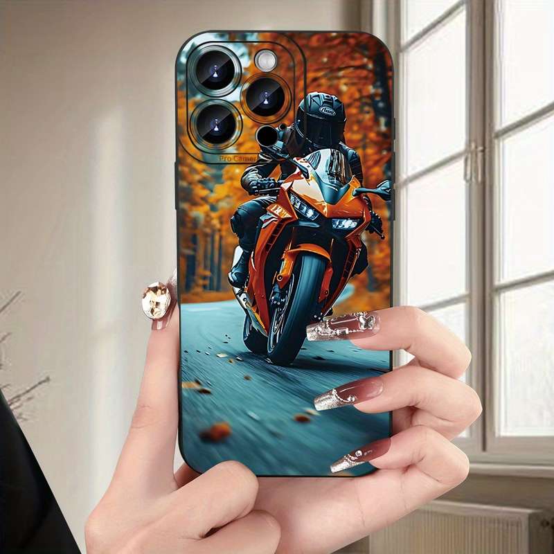 1Pc Black For iPhone XS Max Motorcycle Pattern Phone Case