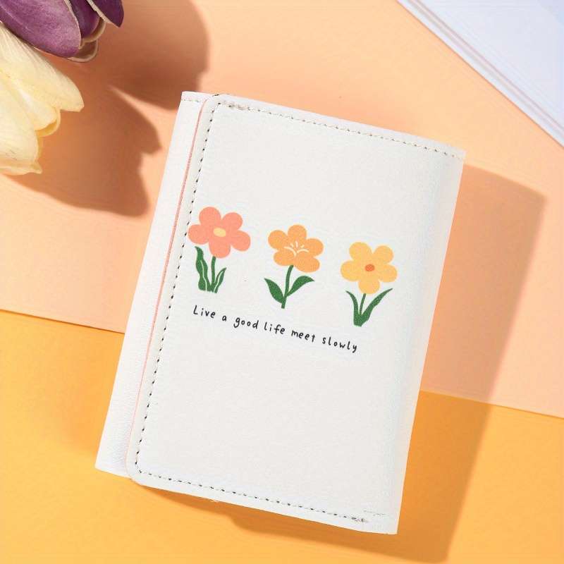 1pc Pink Cute Tri-Fold Wallet for Women with Large Capacity Multiple Card Slots ID Holder Coin