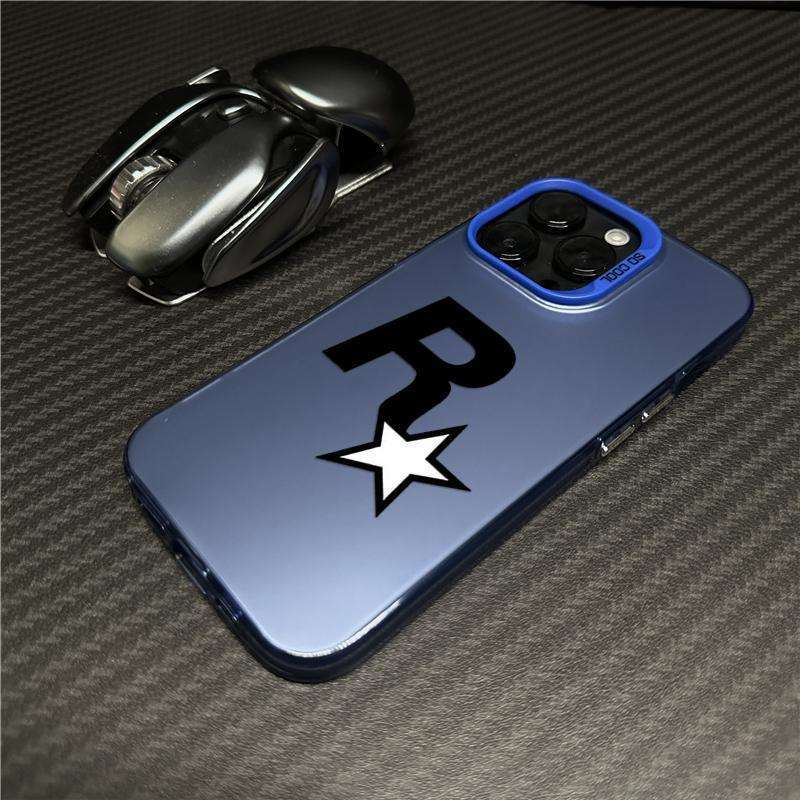 1Pc Blue For iPhone 16 Plus R Star Pattern Phone Case