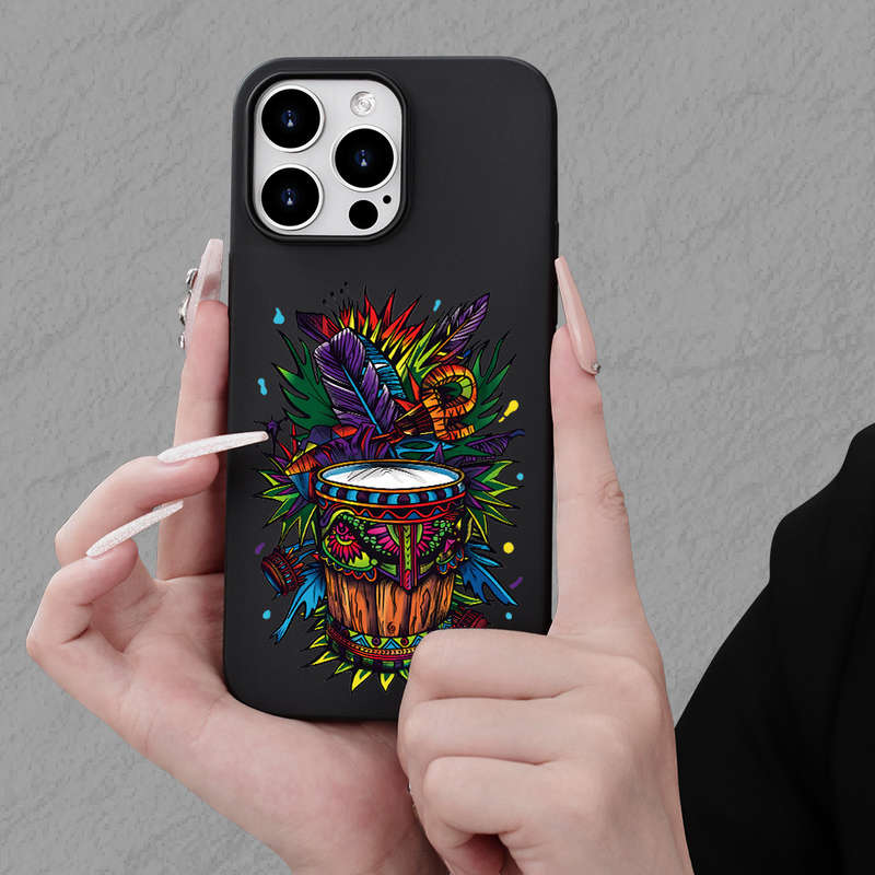 1Pc Black For iPhone XR African Hand Drum Phone Case