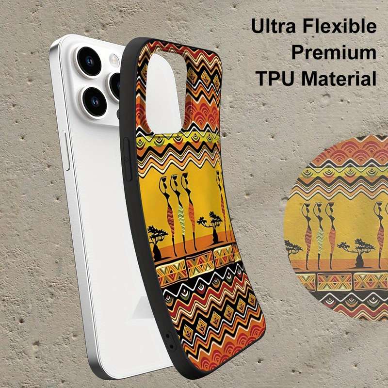 1Pc Black For iPhone 14 Plus African Inspired Designs Phone Case