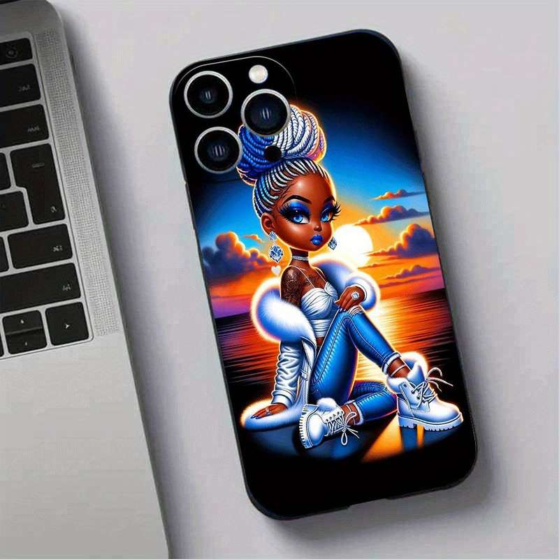1Pc Black For iPhone 15 Pro African Style TPU Phone Case