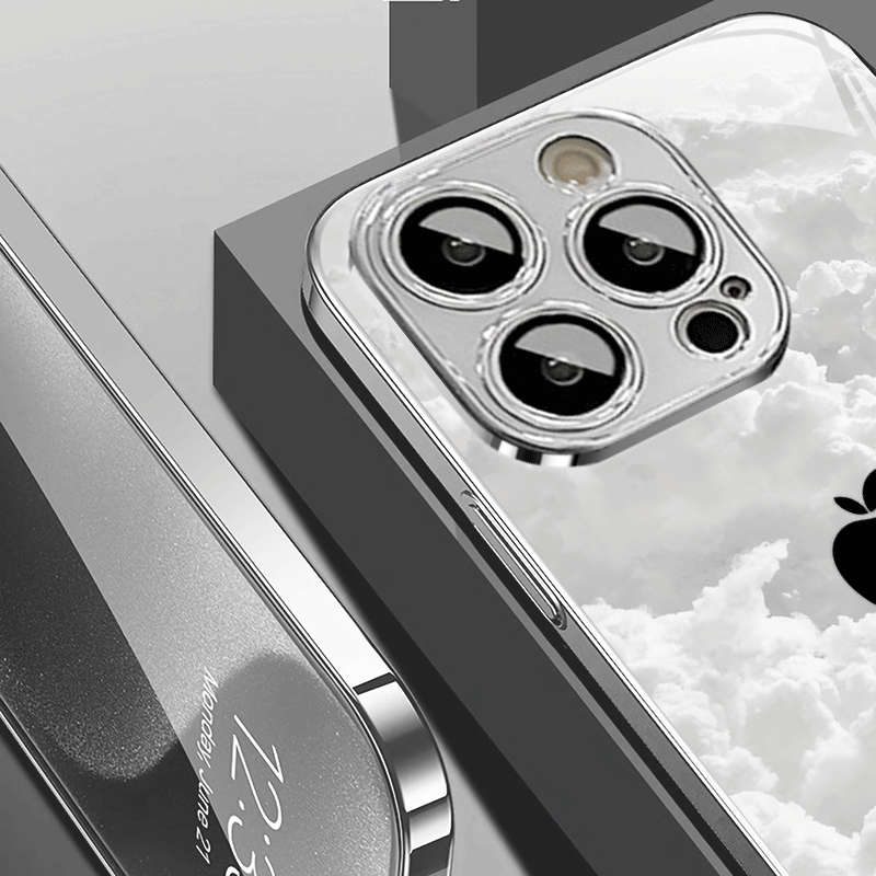 1Pc Silvery For iPhone 12 Pro Max White Cloud Apple Design Phone Case