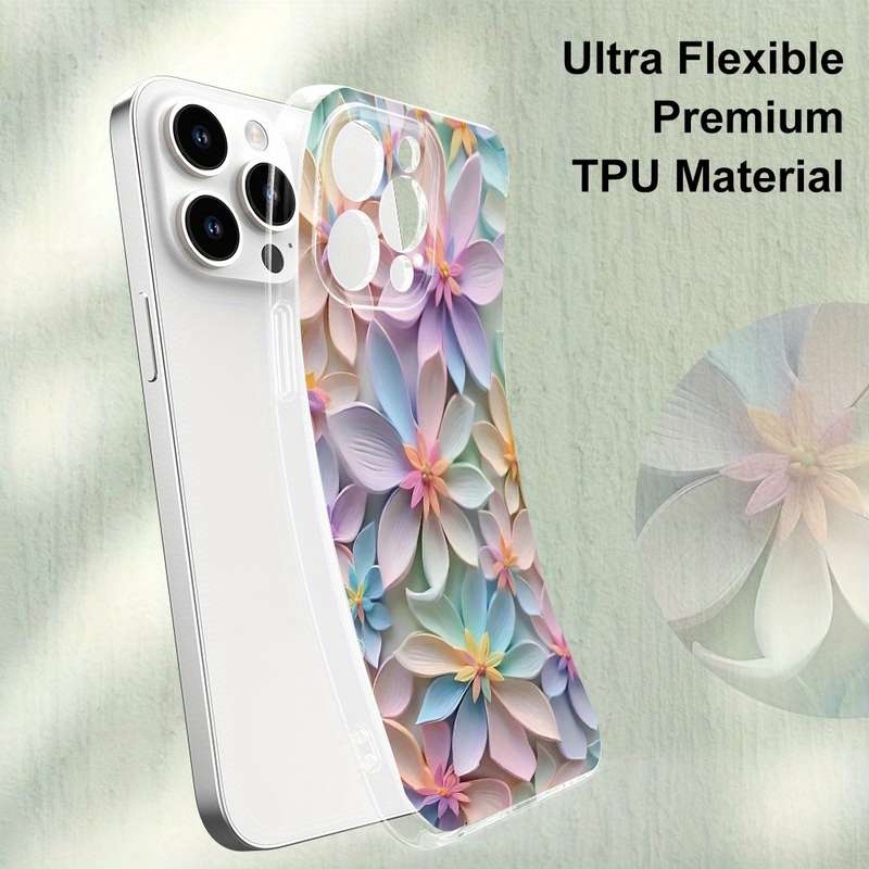 1Pc Transparent For iPhone 7 8 SE2 SE3 Beautiful Flower Phone Case