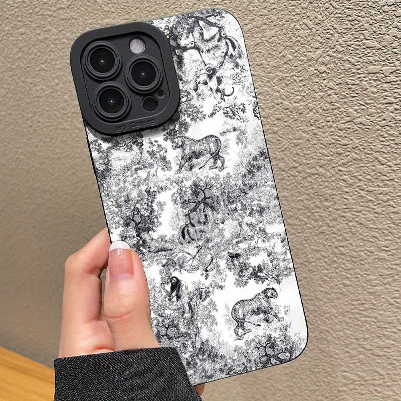 1Pc Mixed Color  For iPhone XR Black White Forest Phone Case