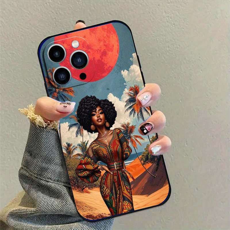 1Pc Black For iPhone 15 African Girl Phone Case