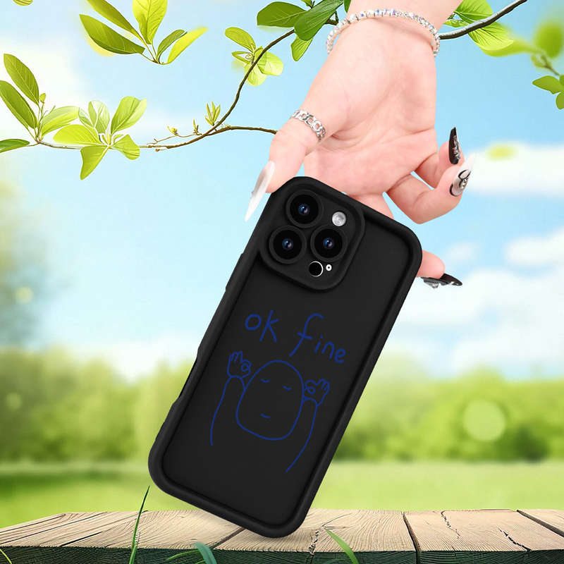 1Pc Black For iPhone 11 Pro Max English Line Pattern Phone Case