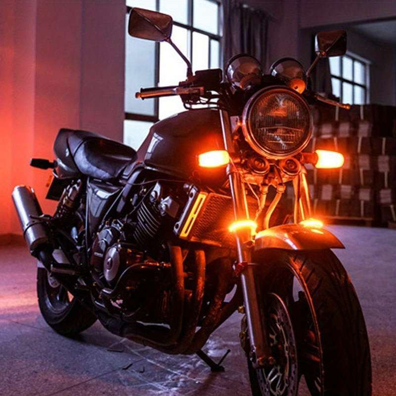 2pcs Flexible Switchback Dual-Color White & Amber Motorcycle LED Fork Turn Signal Bli