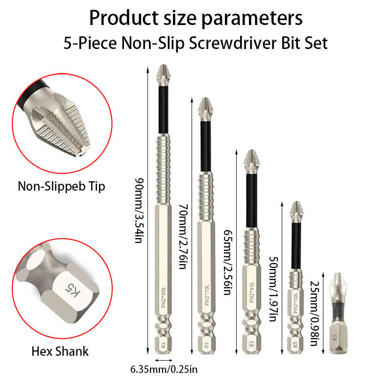 Screwdriver Bit Tool Set Quantity 5 Piece