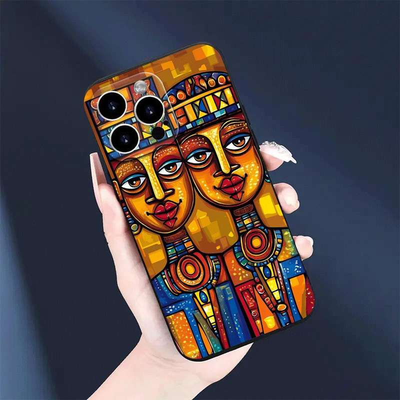 1Pc Black For iPhone 16 Plus African Ceremonial Art Phone Case
