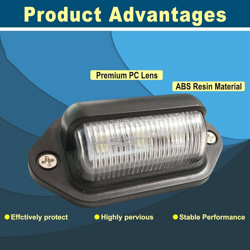 2PCS Xenon White LED License Plate Light 12V-24V DC 6-SMD Lamp For Truck SUV Van RV