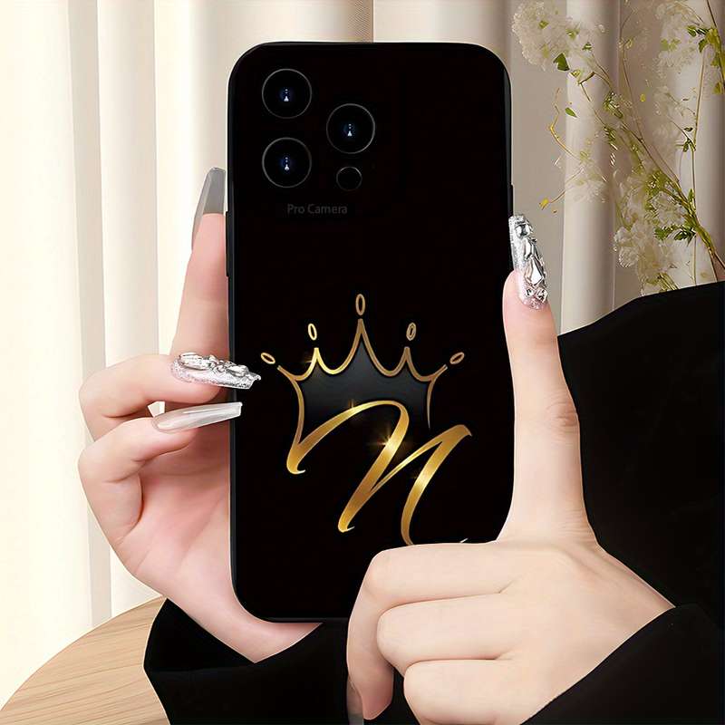 1Pc Black For iPhone X XS Golden Crown Design Phone Case
