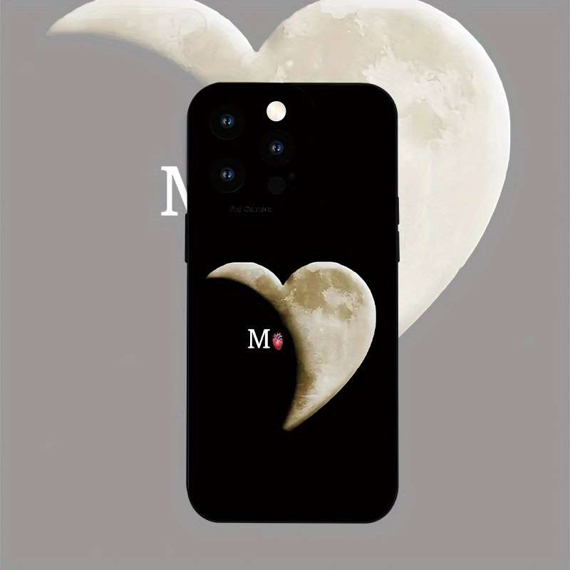 1Pc Black For iPhone XS Max Moon Letter M Pattern Phone Case