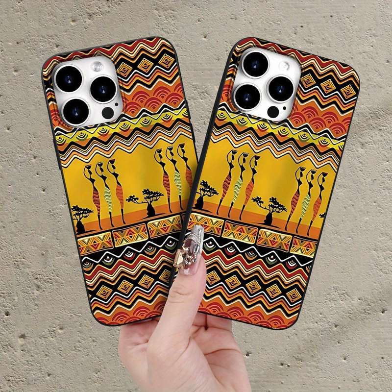 1Pc Black For iPhone 14 Plus African Inspired Designs Phone Case