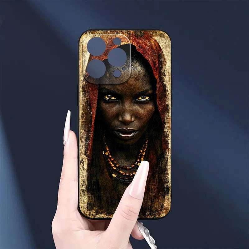 1Pc Black For iPhone 13 African Woman Phone Case