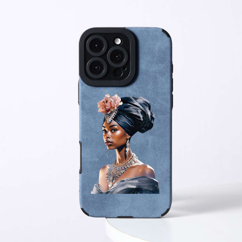 1Pc Blue For iPhone 16 African Queen Phone Case