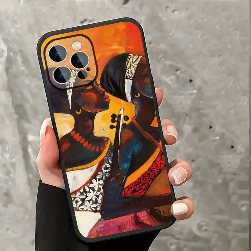 1Pc Black For iPhone 11 African Women Instruments Phone Case