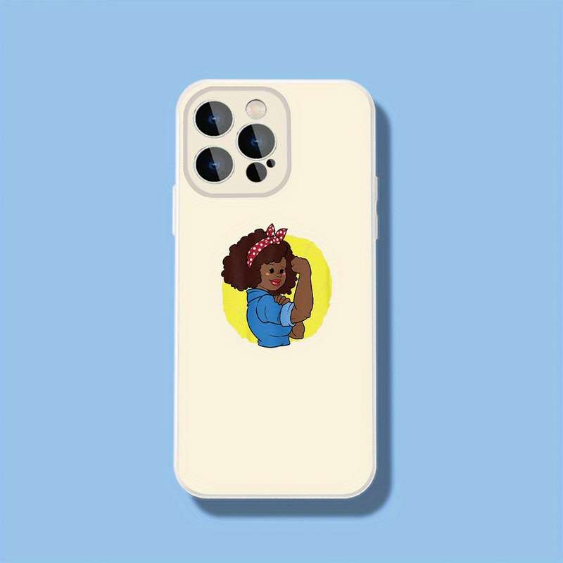1Pc Ivory White For iPhone 14 Pro Max Empowered Woman Phone Case