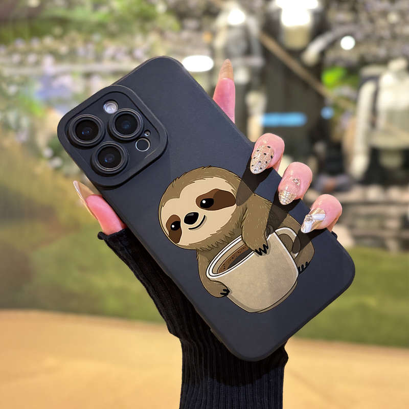 1Pc Black For iPhone XR Cute Cartoon Sloth Phone Case