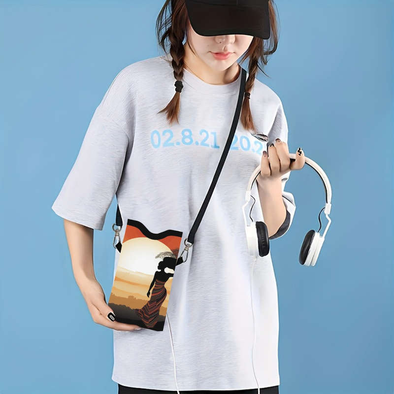 1Pc 9.3x18cm For Phone Faux Leather Phone Bag