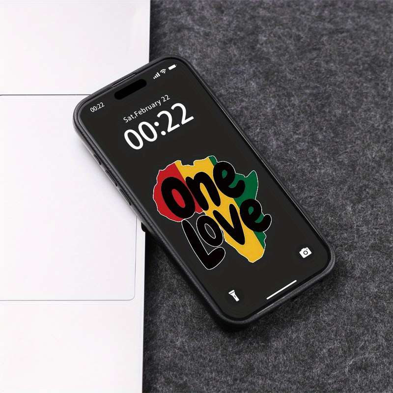 1Pc Black For iPhone 14 Plus One Love Africa Phone Case