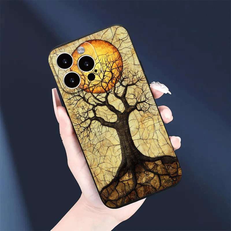 1Pc Black For iPhone 15 Pro Max African Sunset Phone Case