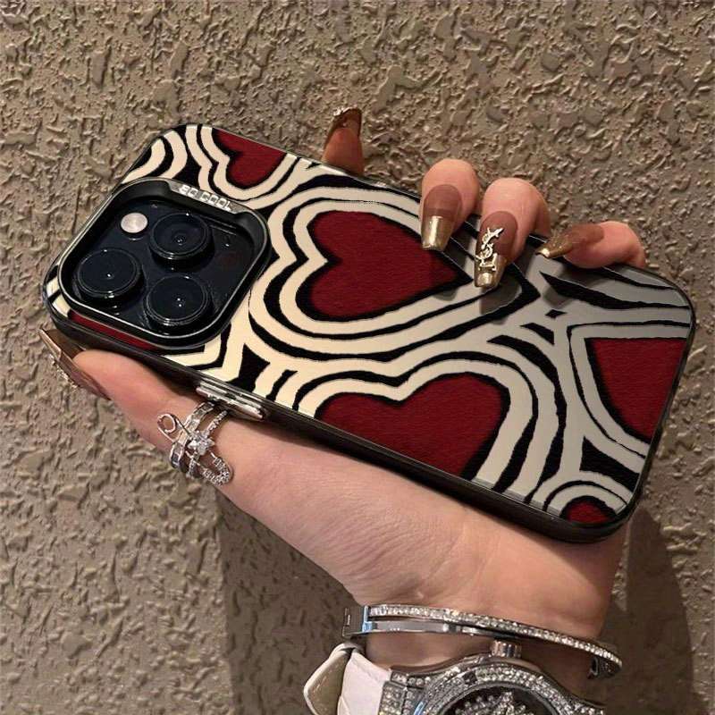 1Pc Black For iPhone 7 8 SE2 SE3 Laser Striped Heart Phone Case