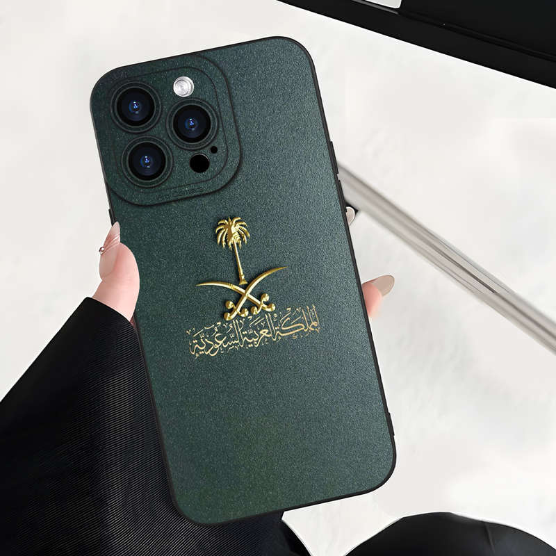 1Pc Black For iPhone 15 Plus Arabian Emblem Phone Case
