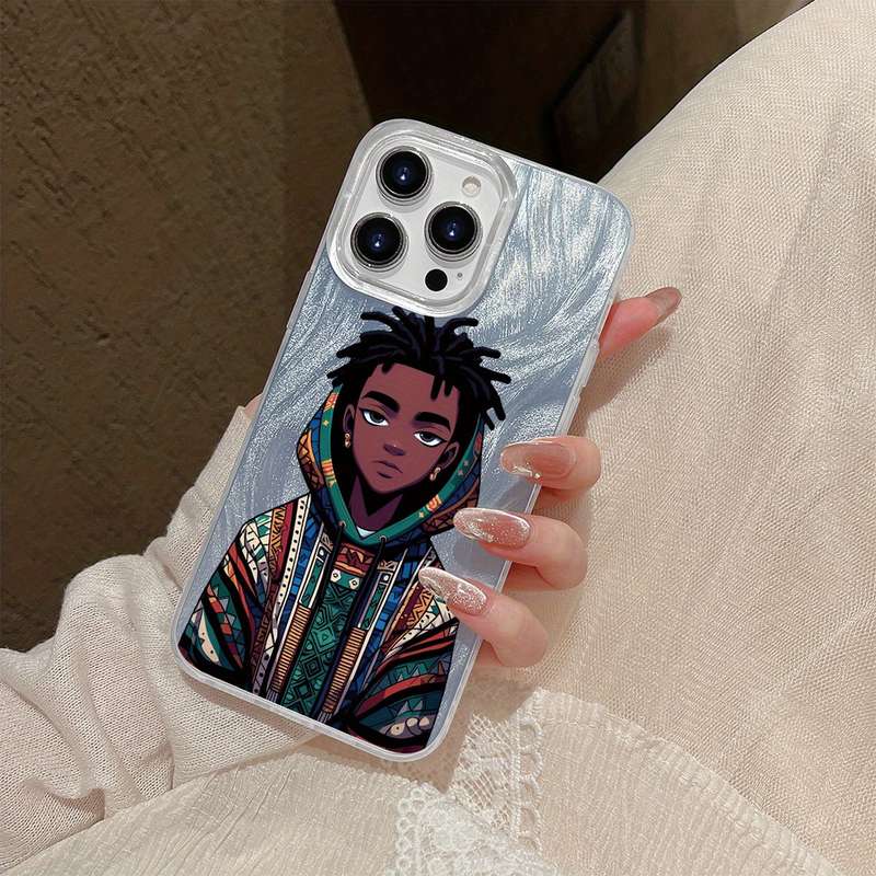 1Pc Transparent For iPhone 15 Plus African Youth Phone Case