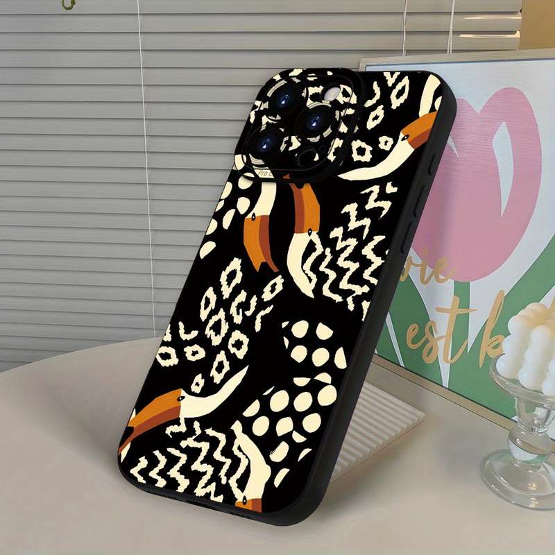 1Pc Black For iPhone 16 Plus African Style Feather Phone Case