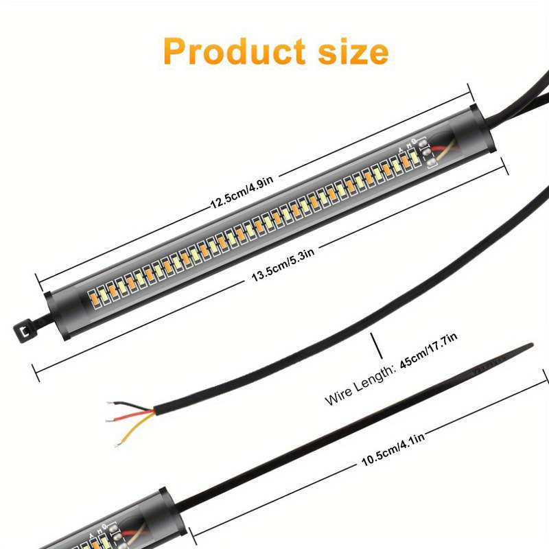 2pcs Flexible Switchback Dual-Color White & Amber Motorcycle LED Fork Turn Signal Bli