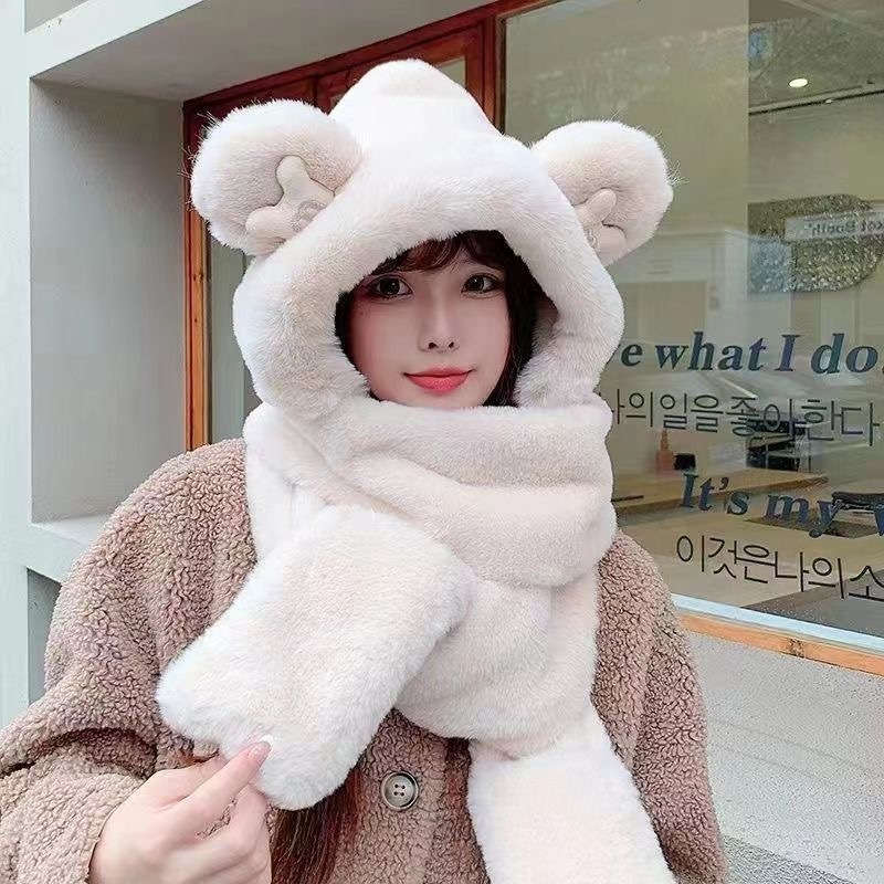 Winter Hat Color M Three Piece Set Gray