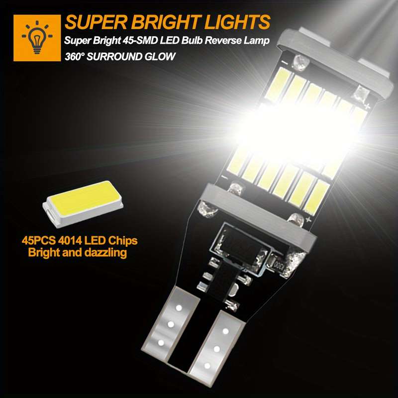 2pcs White LED Turn Signal Lamp Bulbs T15 W16W 921 912 T16 902 Super Bright 45 SMD