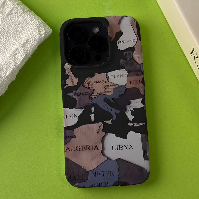 1Pc Mixed Color For iPhone 16E World Map Phone Case