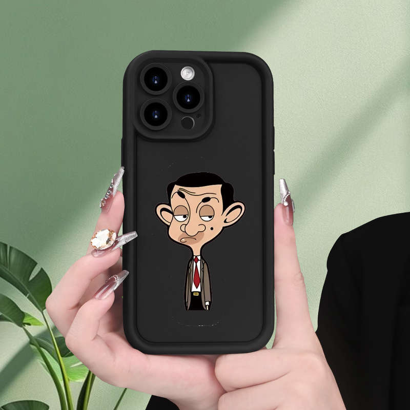 1Pc Black For iPhone 11 Mr Bean Pattern Phone Case