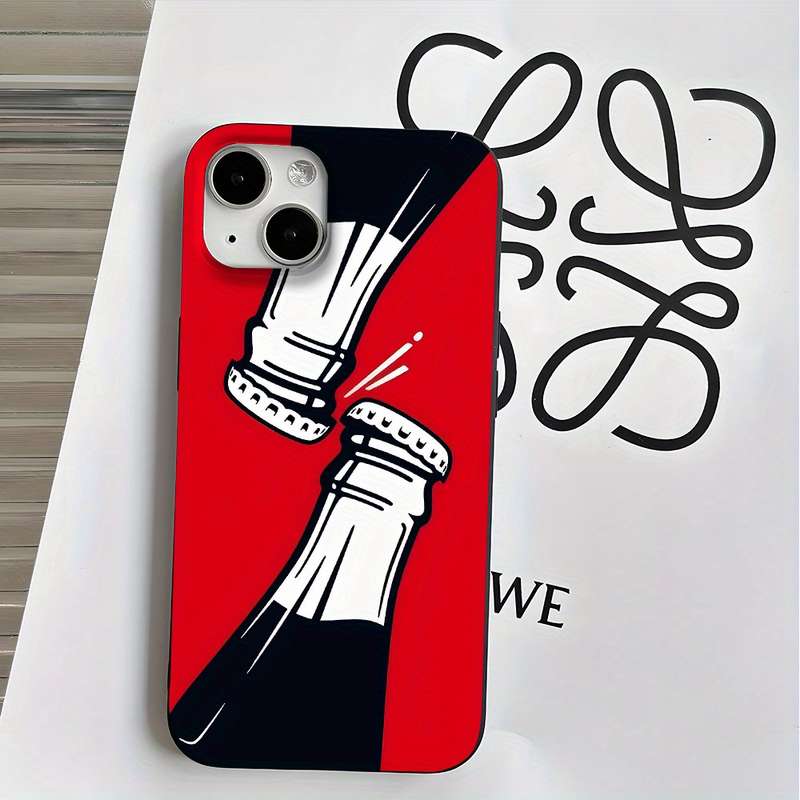 1Pc Black For iPhone 15 Pro Max Cola Drinks Design Phone Case