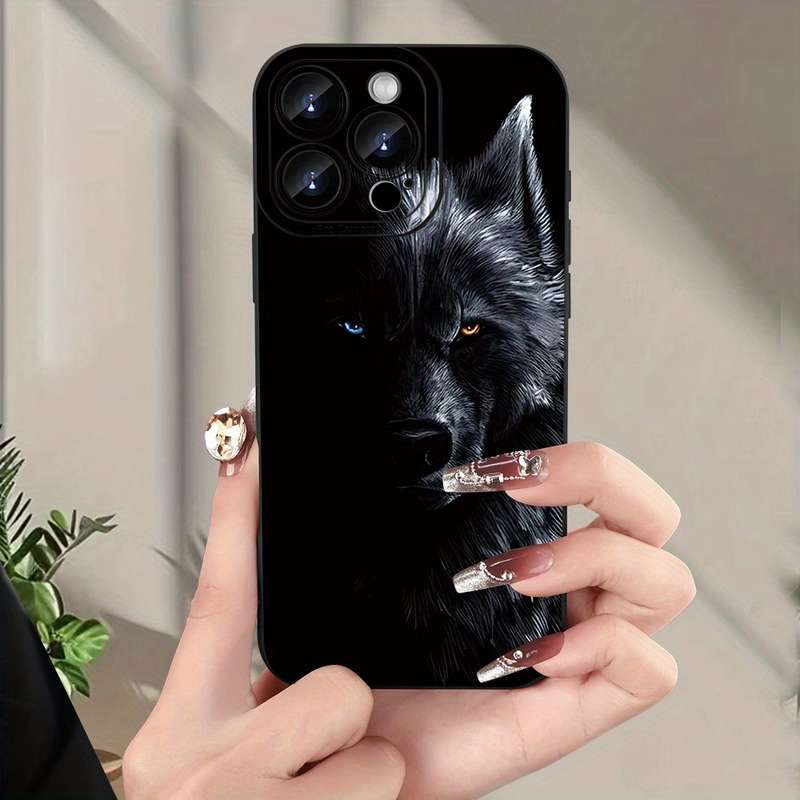 1Pc Black For iPhone 7 8 SE2 SE3 Wolf Pattern Phone Case
